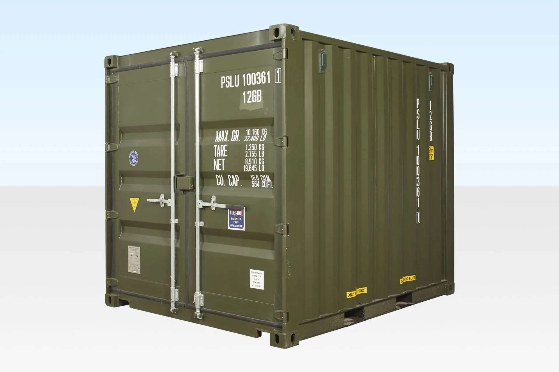 10ft x 8ft shipping container (one trip) – green 10ft x 8ft shipping container (one trip) – green