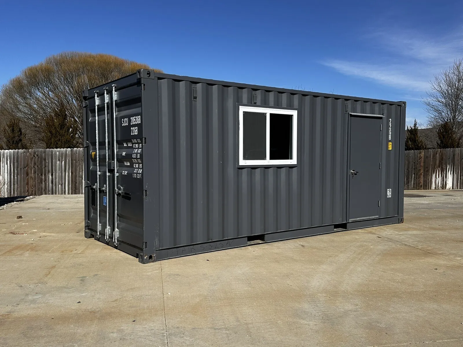20 ft 20’ slate gray shiplap 120v shipping container office minisplit 20 ft 20’ slate gray shiplap 120v shipping container office minisplit