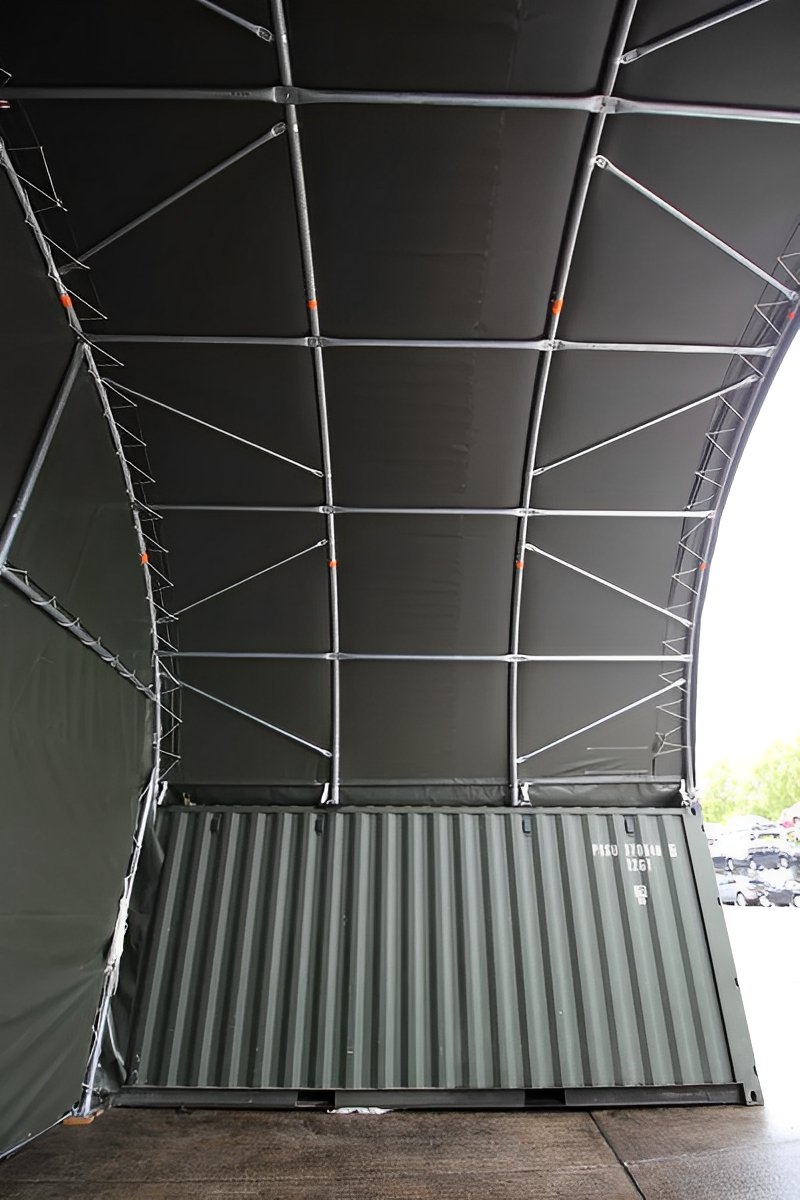 20 x 20ft container shelter (6 x 6m) shade cloth pvc 20 x 20ft container shelter (6 x 6m) shade cloth pvc